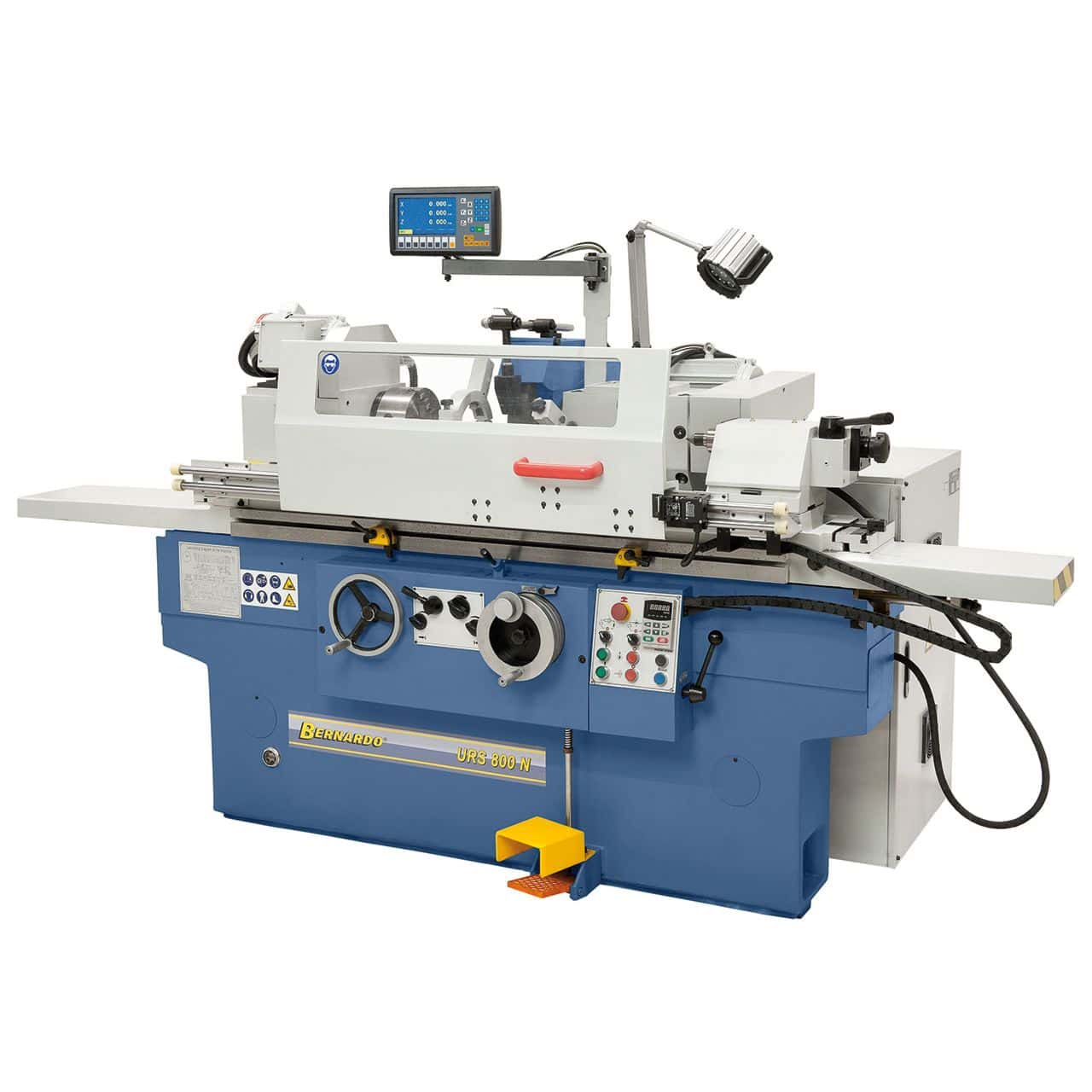 Smerigliatrice cilindrica universale Bernardo URS 800 N per rettifica interna ed esterna, con distanza tra le punte 800 mm e DRO a 2 assi.