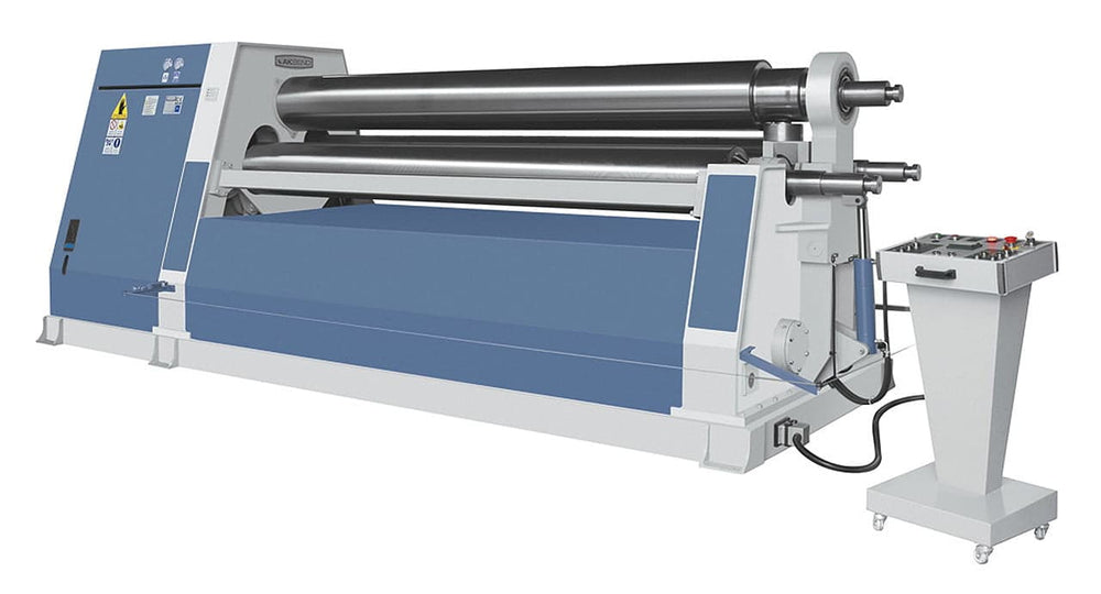Calandra Bernardo AHK 4100 – 13,0 a 3 rulli, macchina industriale con motore da 15 kW e capacità di piegatura fino a 16 mm di spessore su 4100 mm.