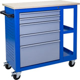 Carrello officina professionale Güde GWB 05 con banco da lavoro, 5 cassetti bloccabili, pannelli forati Euro e ruote con freno.