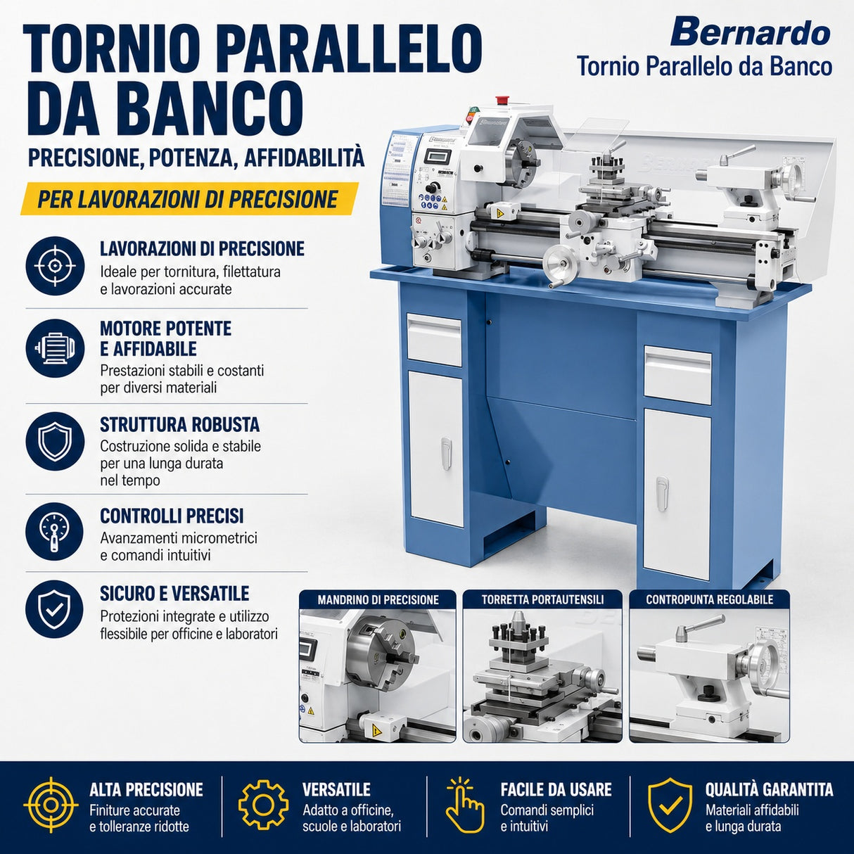 Torno Bernardo Profi 550 LZ / 230 V – compacto y preciso