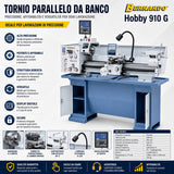 Torno para metal Bernardo Hobby 910 G 230V / 400V con DRO a 3 ejes ES-12 V