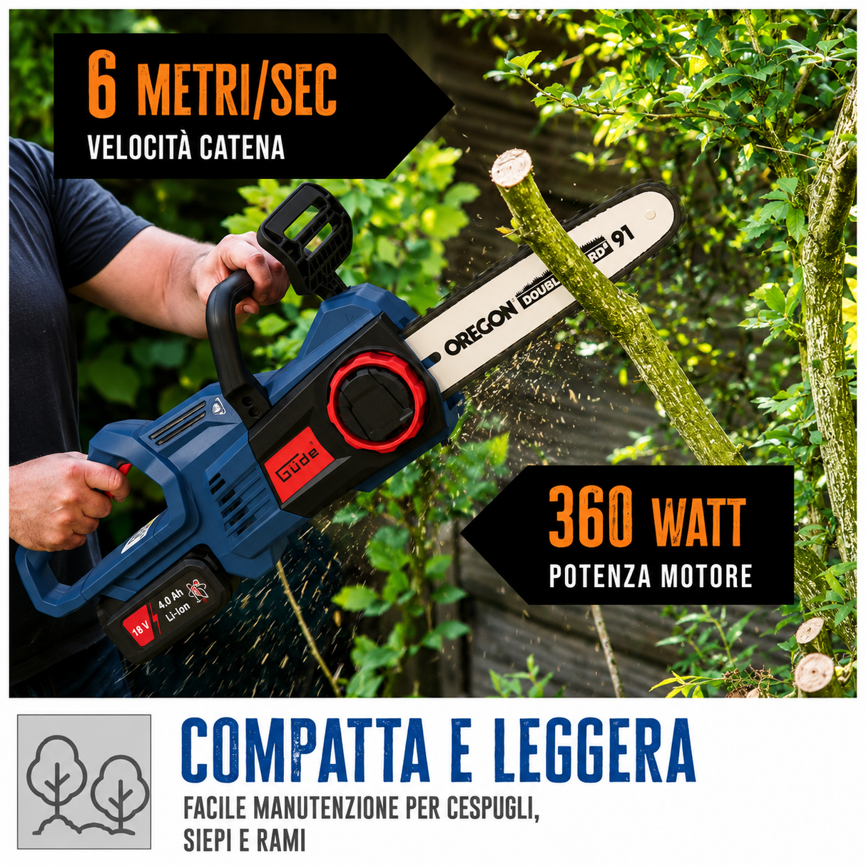 Herramienta de jardinería Guede motosierra a batería KS 18-401-30