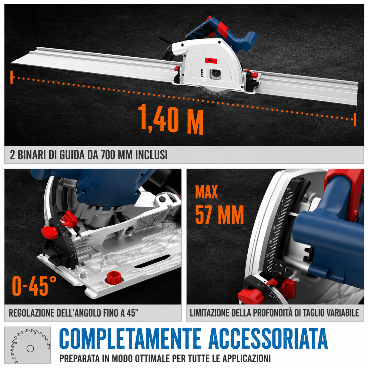 Sierra circular manual Guede 1400 KE juego