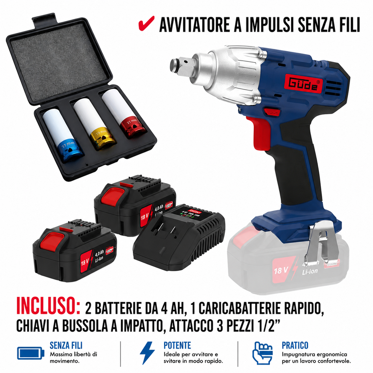 Elettroutensile portatile Guede avvitatore ad impulsi BSS 18 1/2-0