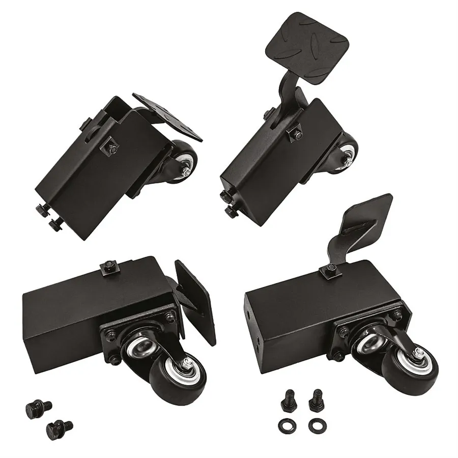 Set ruote Laguna per V10 con sistema di blocco compatibile con supporto regolabile V10S per facile movimentazione in officina.