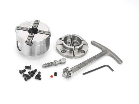 Mini mandrino Record Power SC2 con corpo da 65 mm e filettatura diretta 1” x 8 TPI, ideale per la tornitura di piccoli oggetti in legno con maggiore capacità di presa.