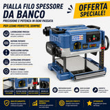 Pialla a spessore Bernardo TH 330 Pro alimentazione 230V, compatta e precisa, ideale per lavorazioni del legno con finitura uniforme e regolazioni accurate dello spessore.