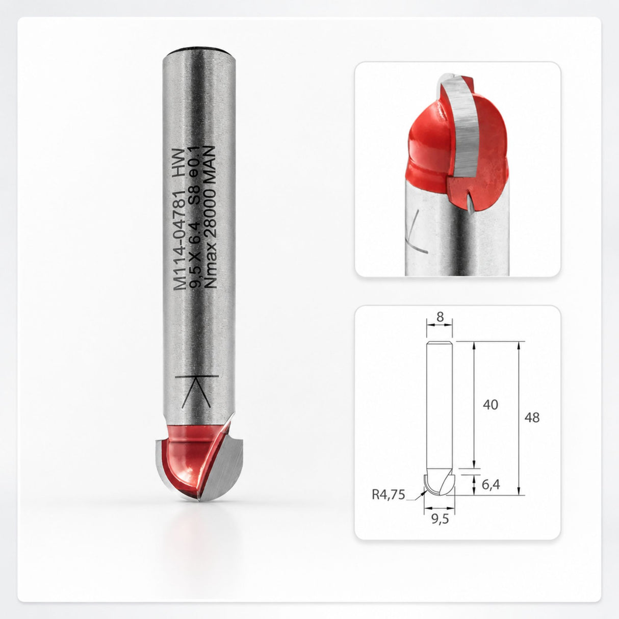 Fresa IGM M114 a punta tonda per scanalature concave