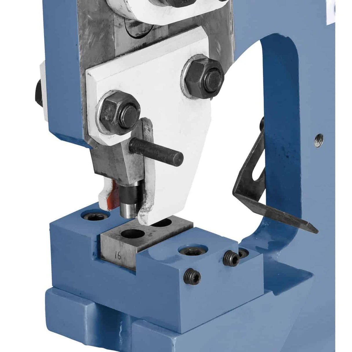 Punzone da 10 mm installato su PBS 22 LS per eseguire forature precise su metallo in officina.