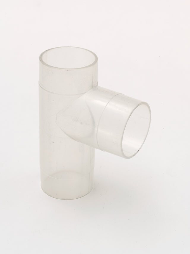 Raccordo a T trasparente Record Power CVA250-50-105 per sistemi di aspirazione da 2,5″, ideale per diramare o unire il flusso e monitorare il passaggio delle polveri.