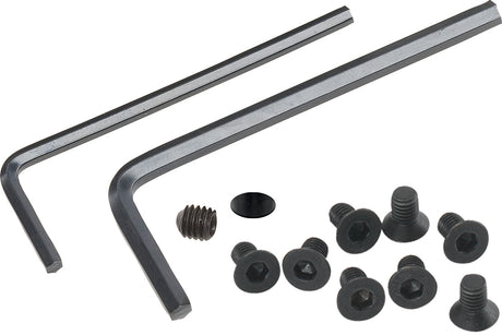 Kit di ricambi Record Power con viti, chiavi esagonali, grano cieco e rondella fibra per manutenzione mandrini SC3 e SC4.