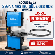 Sega a nastro Güde GBS 200S 350W compatta e versatile, ideale per tagli precisi su legno e materiali simili. Dotata di motore da 350W, struttura stabile e piano di lavoro regolabile, rappresenta la soluzione perfetta per hobbisti evoluti e piccoli laboratori.