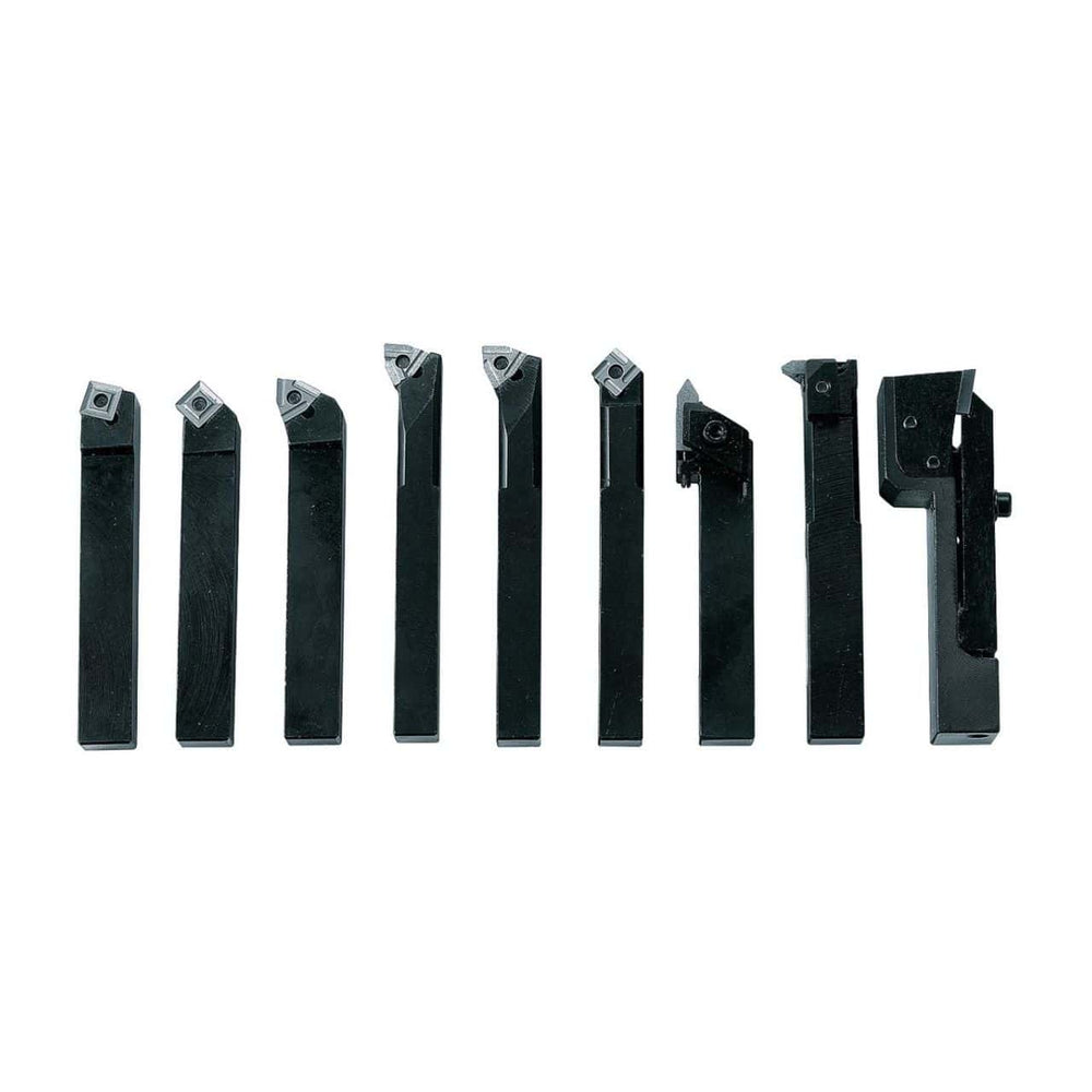 Set da tornio con inserti multitaglienti HM 10 mm, 9-pezzi, kit F