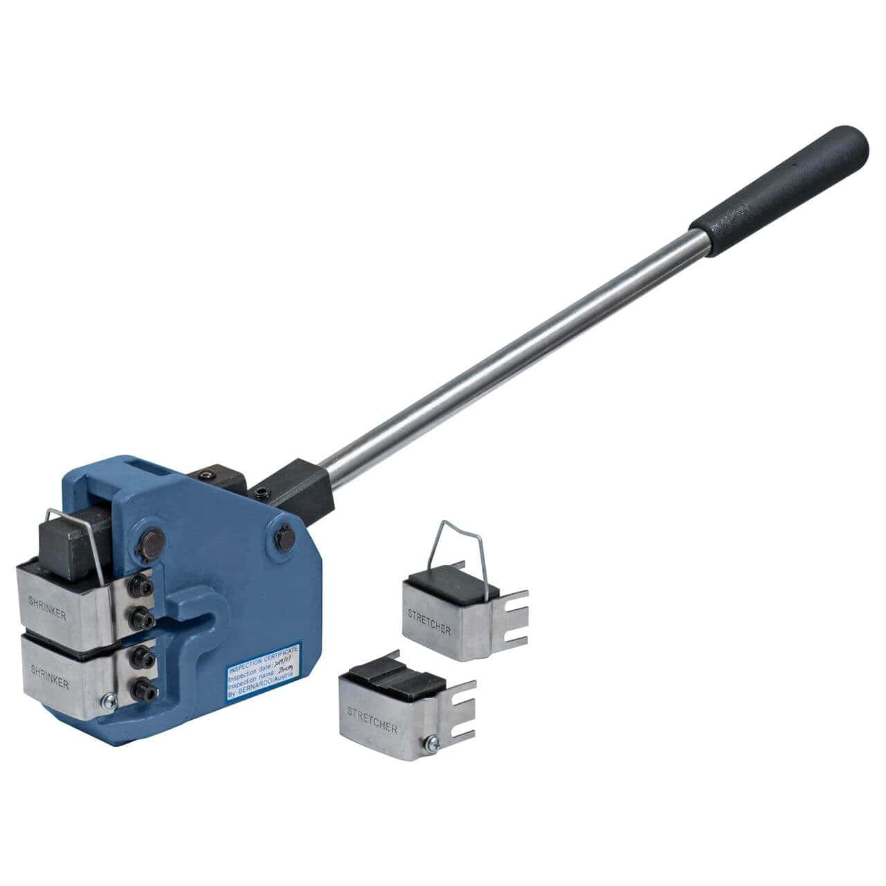 Bernardo Shrinker e Stretcher SS 70 Pro con gola da 70 mm, struttura compatta da 5,1 kg e due unità separate per restringere e stirare.