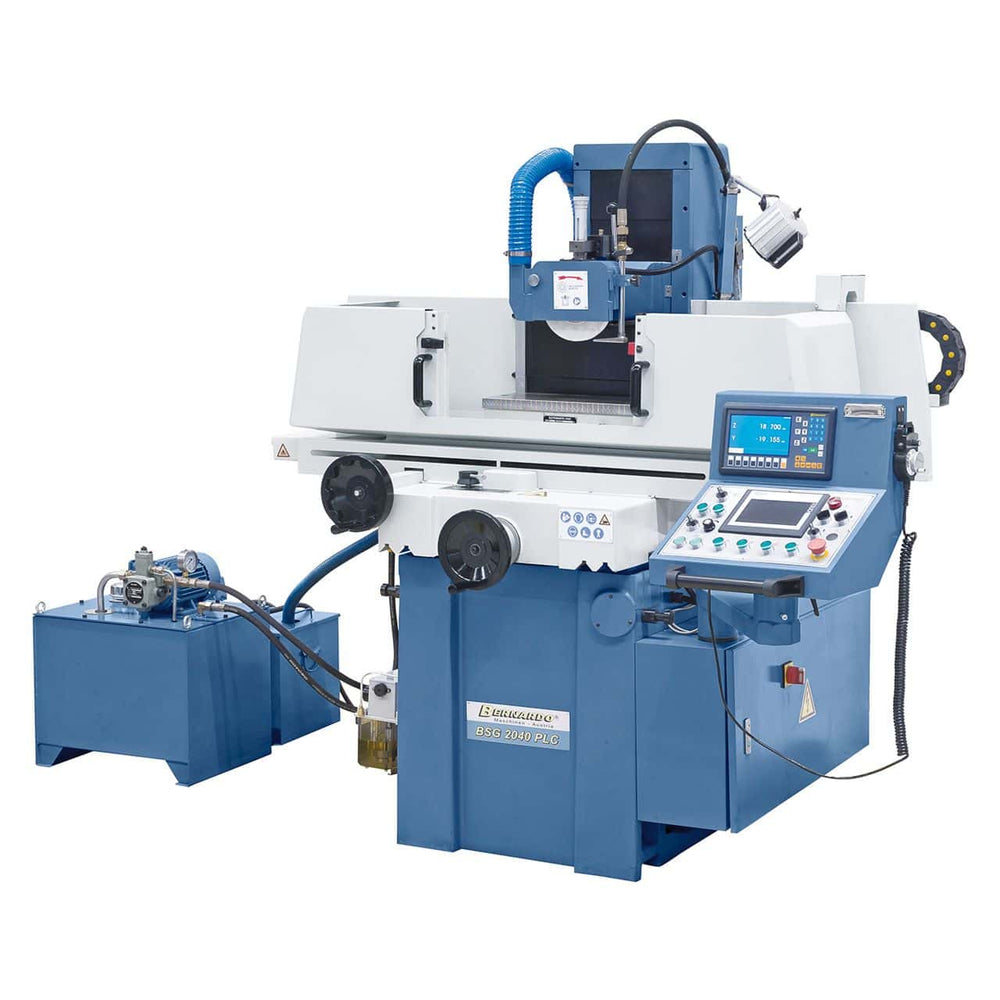 Bernardo BSG 2040 PLC con tavola 200 x 500 mm, controllo Siemens PLC touch, piastra magnetica e avanzamento servoassistito.
