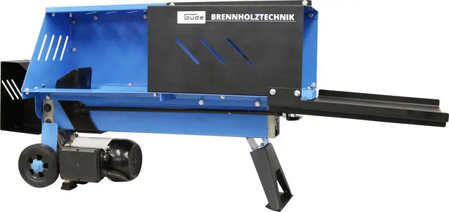 Spaccalegna orizzontale Güde GHS 370/4TE con protezioni di sicurezza, tavolo d’appoggio e ruote integrate.