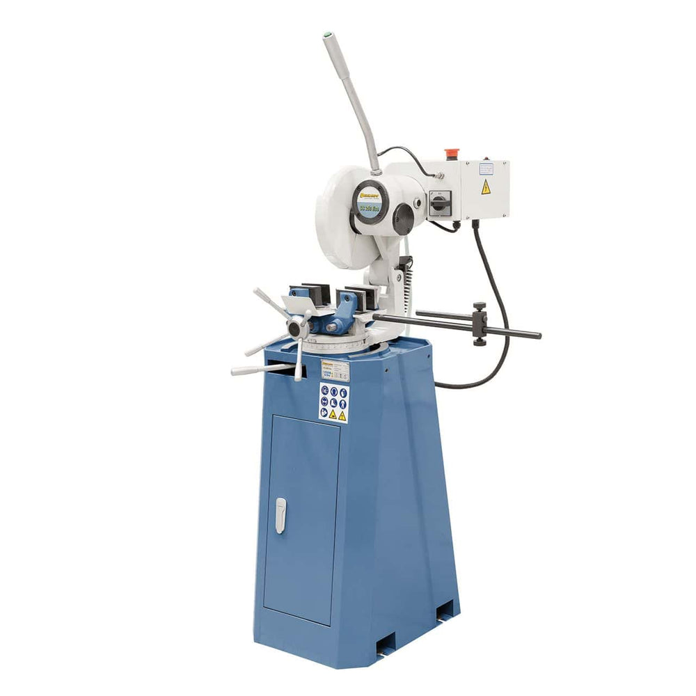 Troncatrice per metallo Bernardo CS 250 eco con lama Ø 250 mm, morsa autocentrante e dispositivo refrigerante.