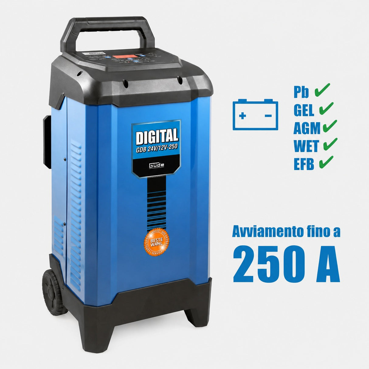 Caricabatterie digitale Güde GDB 24V/12V-200